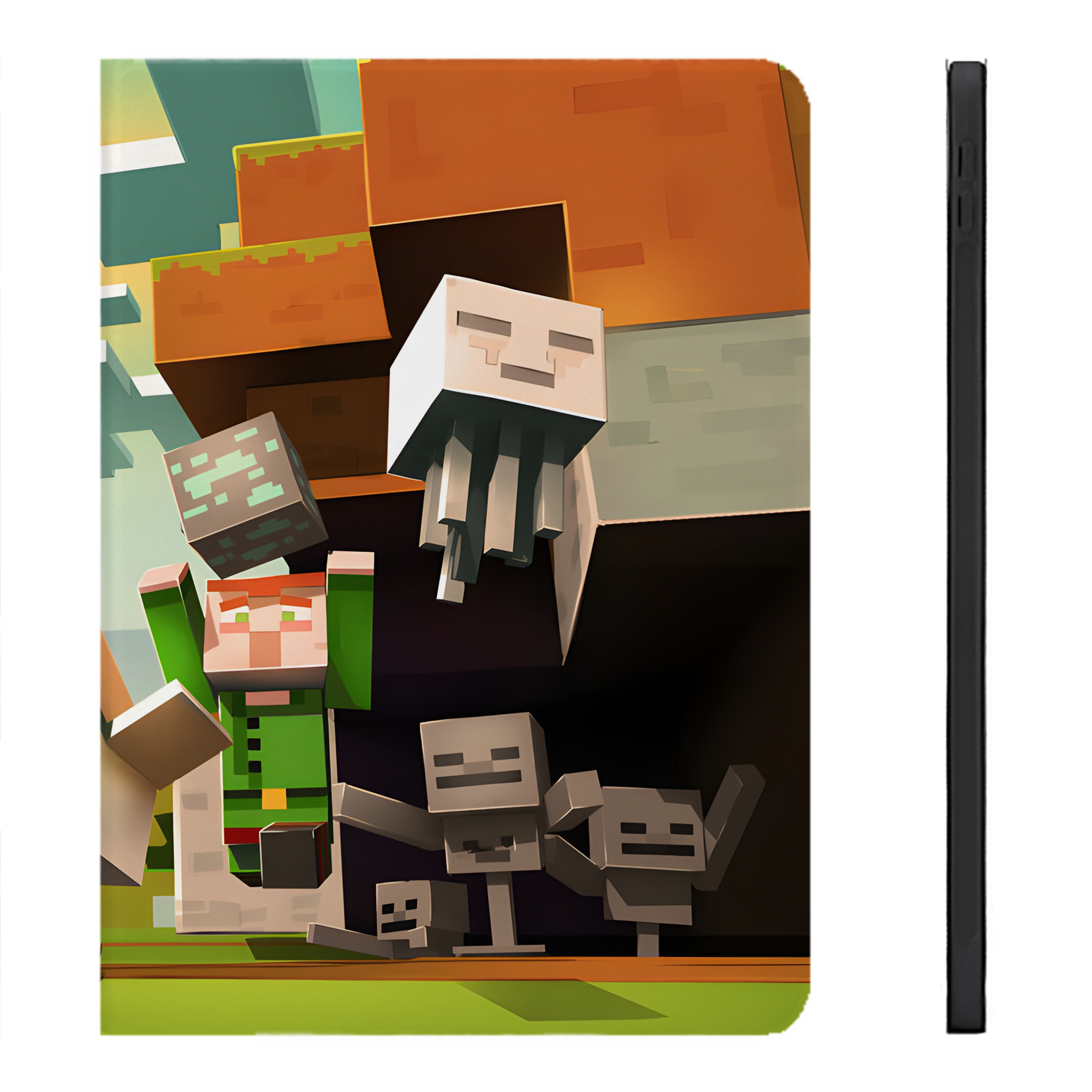 （画像用） マインクラフト ブロックの世界 Minecraft MC Block world IPadケース ペンホルダー付き ブックスタイルデザイン